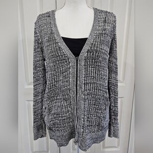 AMERICAN EAGLE Gray & Black Knit Cardigan Sweater w/ Pockets! Size Large
